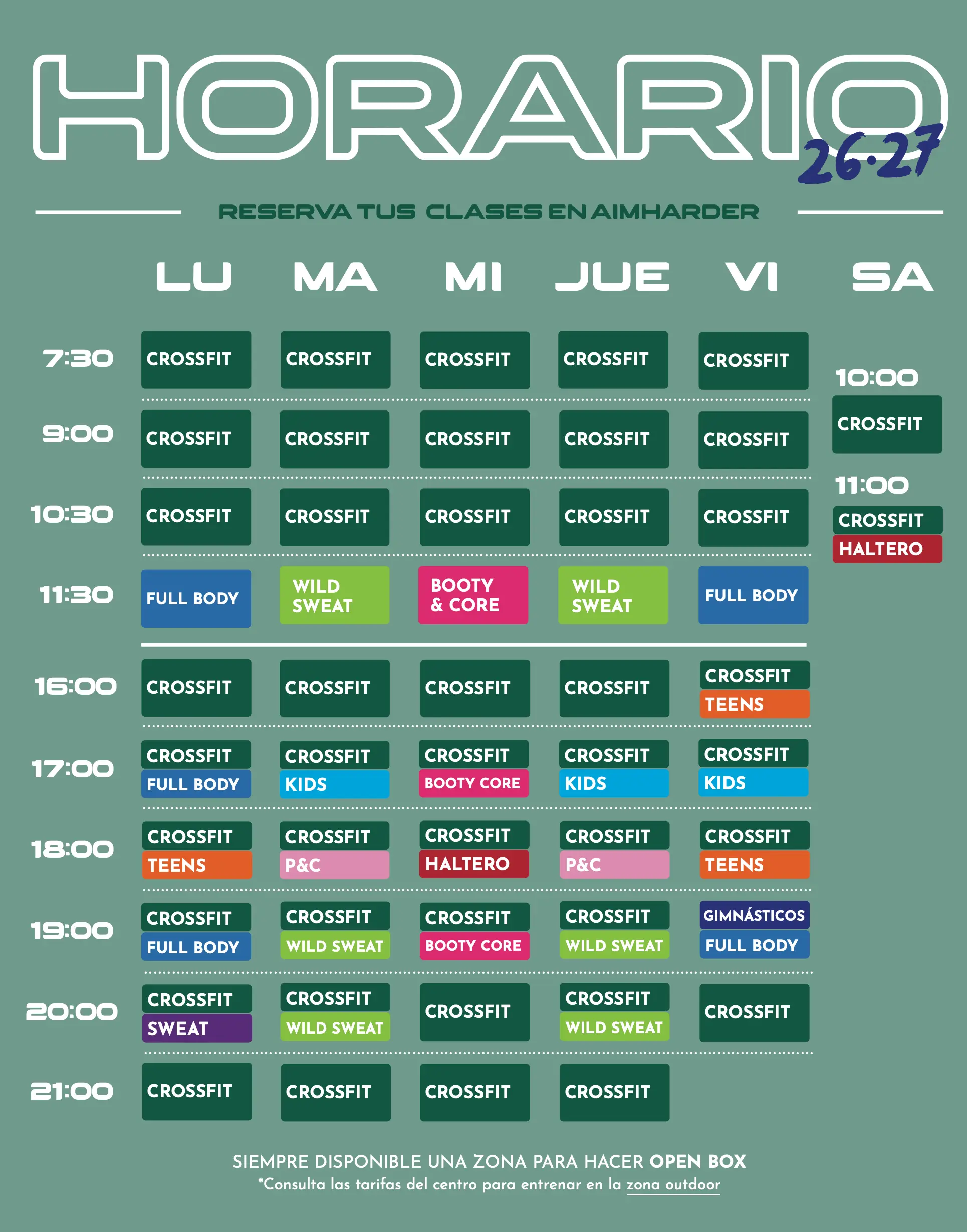 Horarios 2026 Gaman